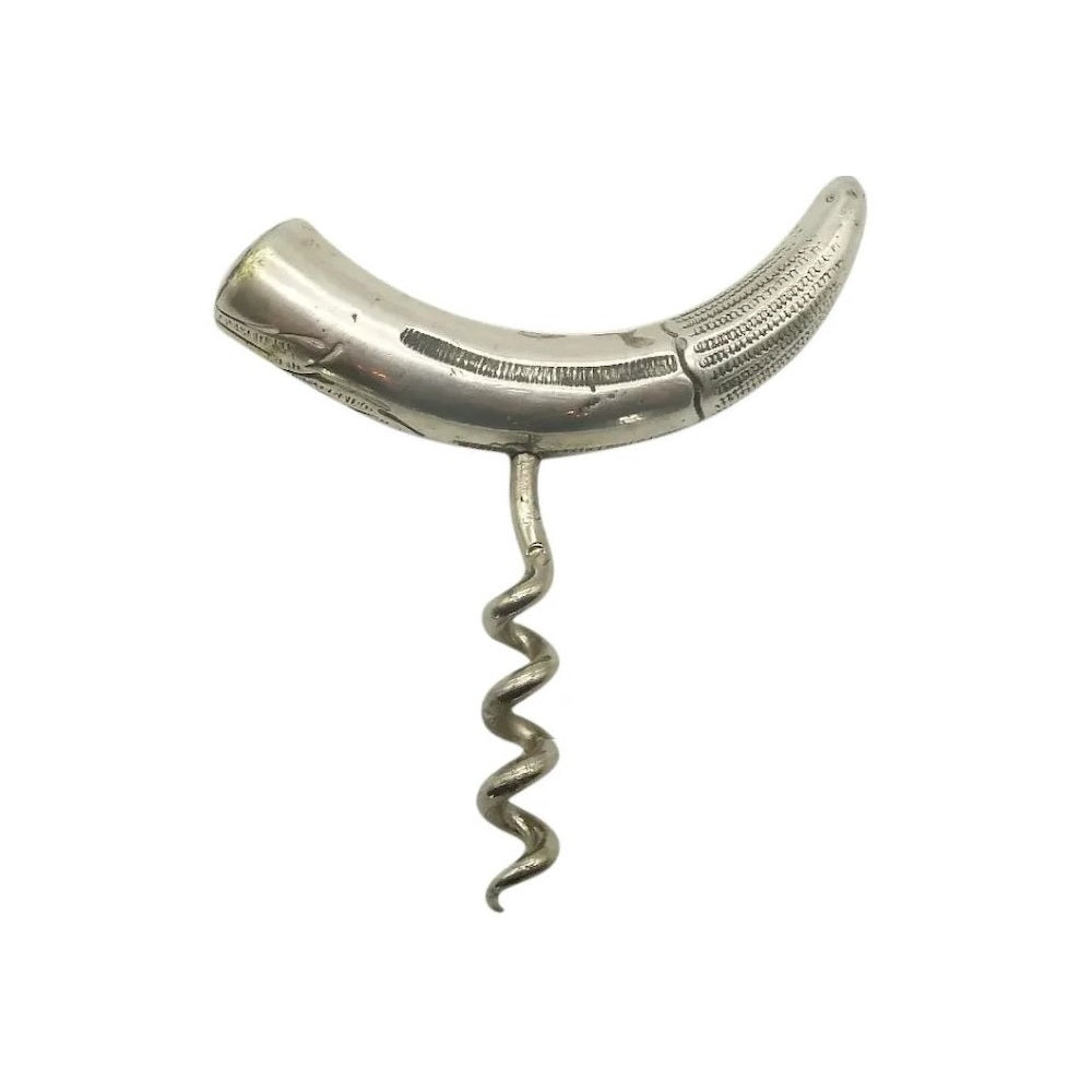 Antique French Silver Wine Bottle Opener Figural Corkscrew Shaped as Antique French Silver Wine Bottle Opener Figural Corkscrew Shaped as