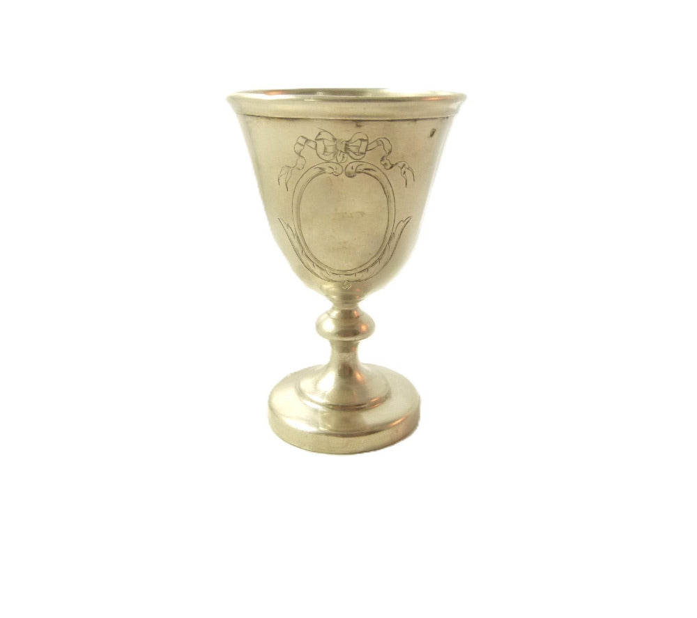 French Silver Egg Cup-Ribbons & Medallions
