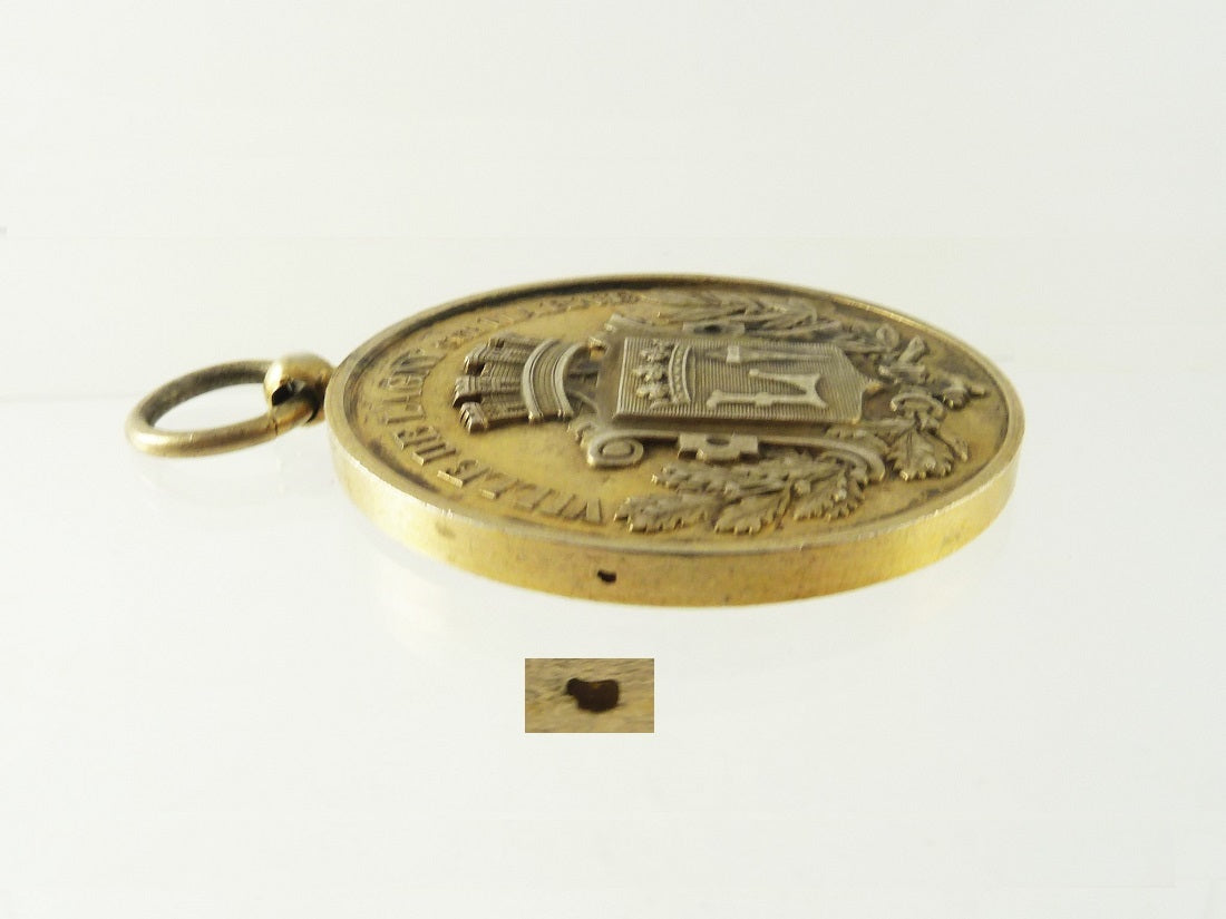 Antique French Silver & Gilt Medal or Award, Laurel Wreath & Shield - 43 Chesapeake Court Antiques