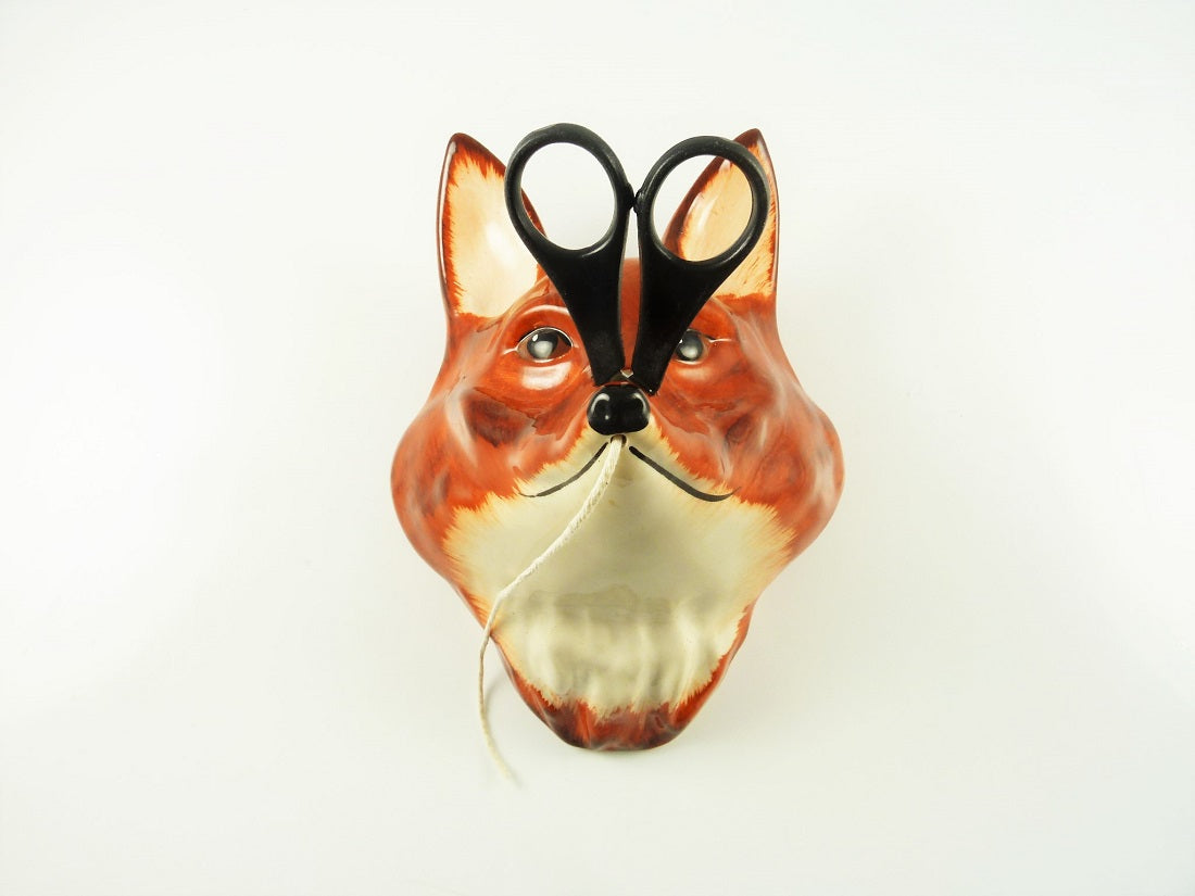 Vintage English Babbacombe Pottery Fox Head String Holder