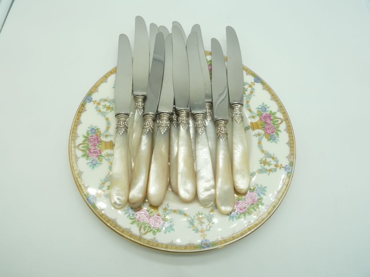 Set of 12 Pearl & Silver Antique French flatware - 43 Chesapeake Court Antiuqes