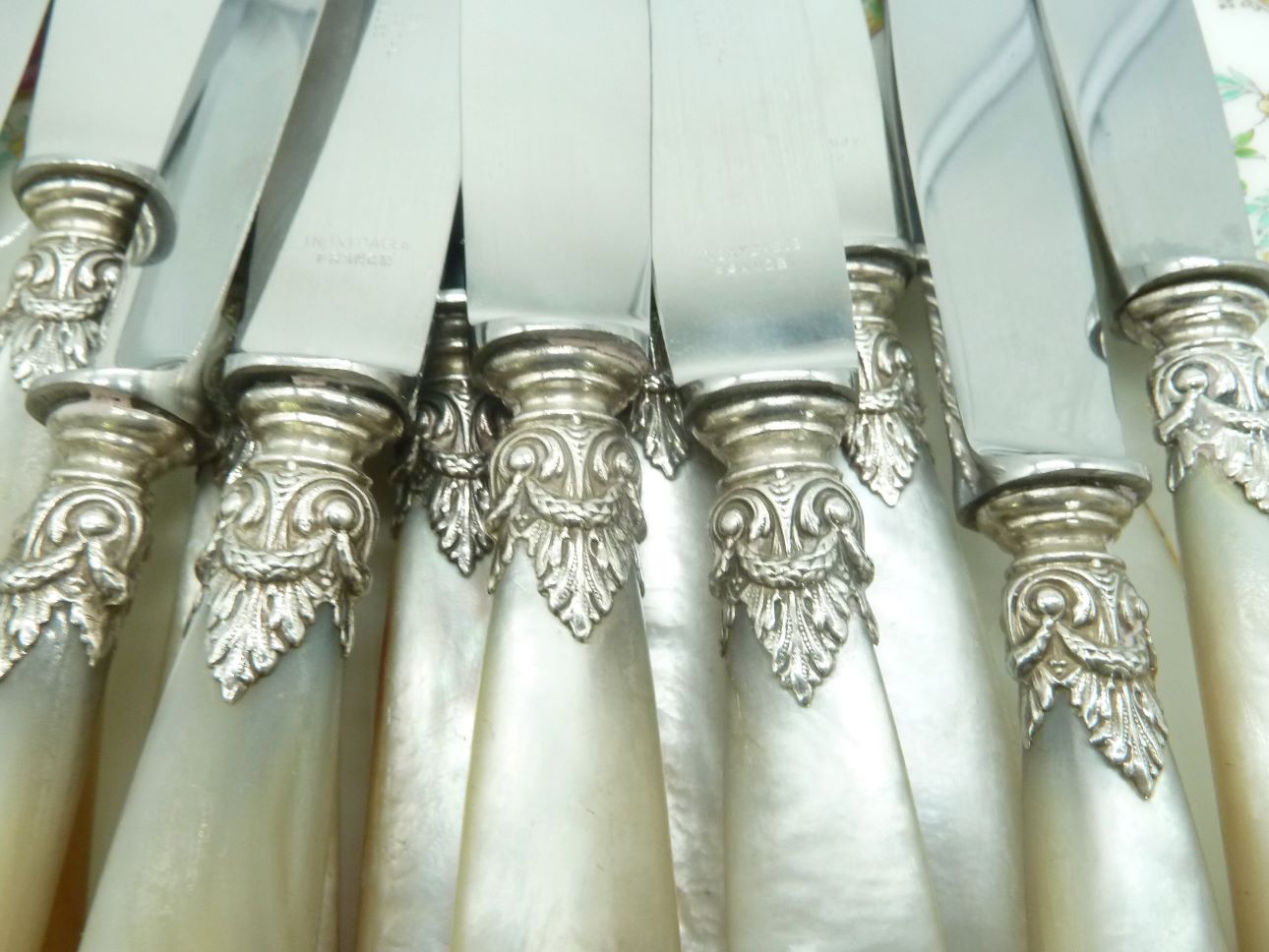 Ornate Silver & Mother of Pearl Knives - 43 Chesapeake Court Antiques