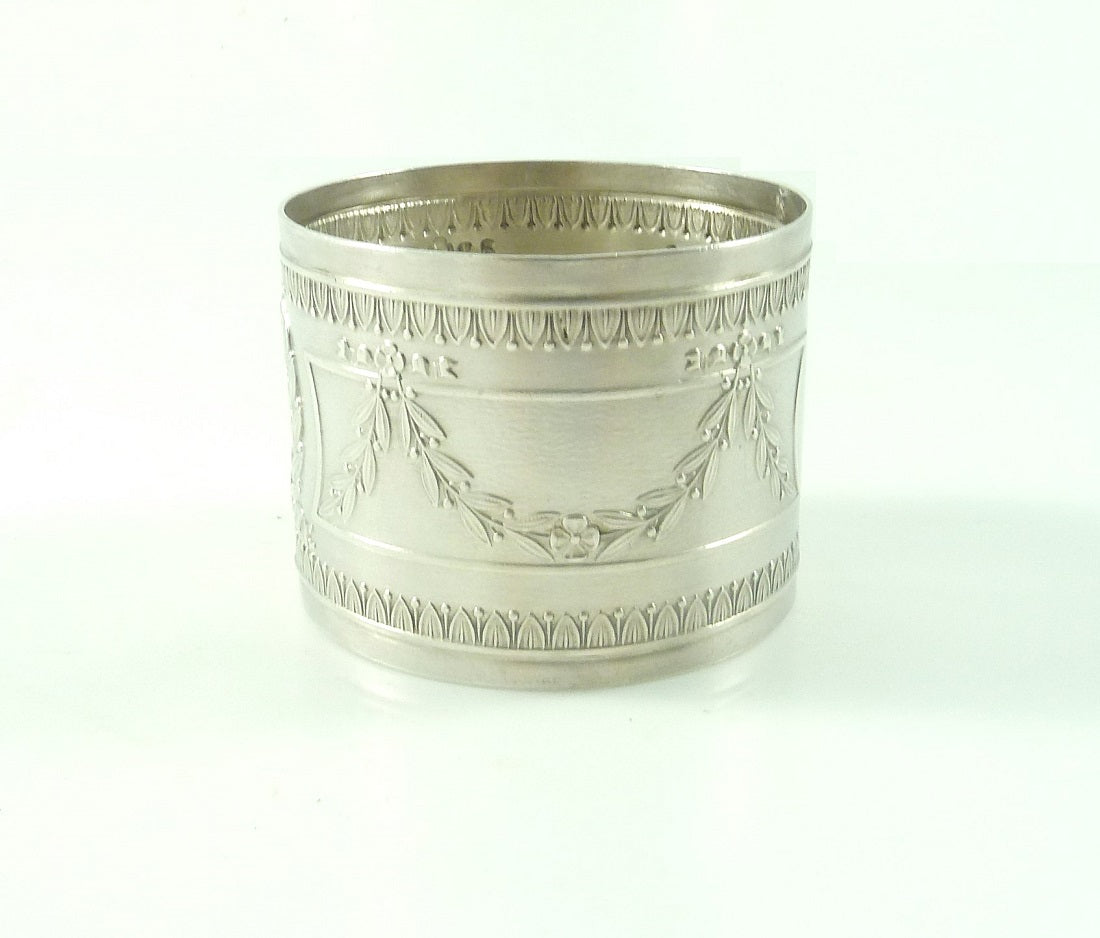 French Silver Napkin Rings Floral Garlands -  43 Chesapeake Court Antiques