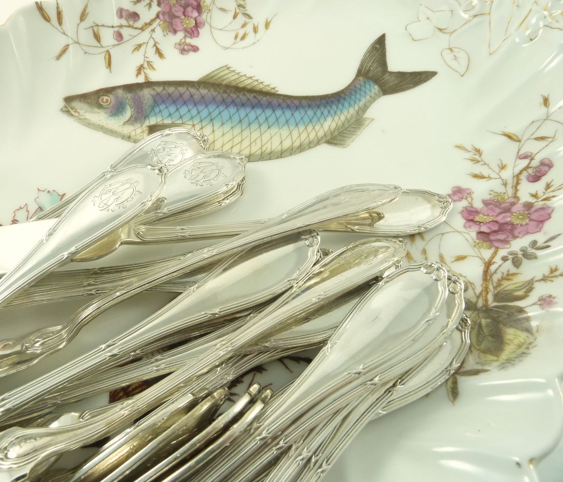 Antique French Sterling Silver Fish Service - 43 Chesapeake Court