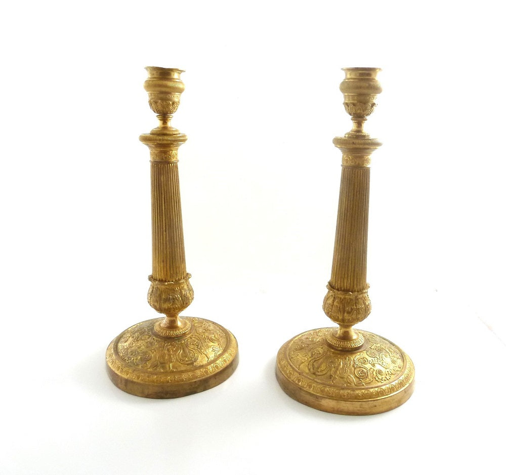 Bronze Dore Candlesticks - 43 Chesapeake Court Antiques