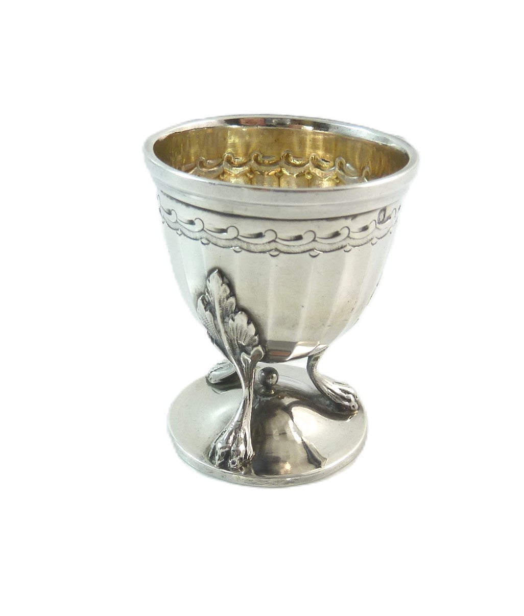 French Sterling Egg Cup Unusual Design - 43 Chesapeake Court Antiques