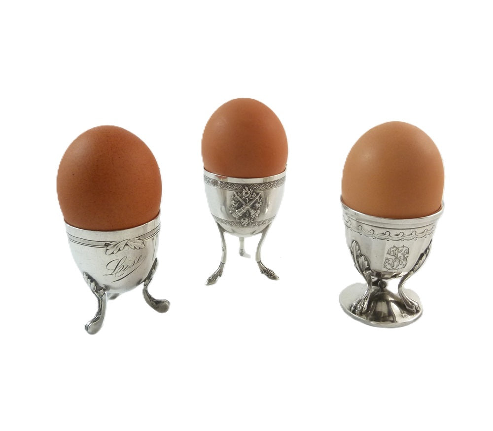 Antique French Sterling Silver Egg Holder - 43 Chesapeake Court Antiques 