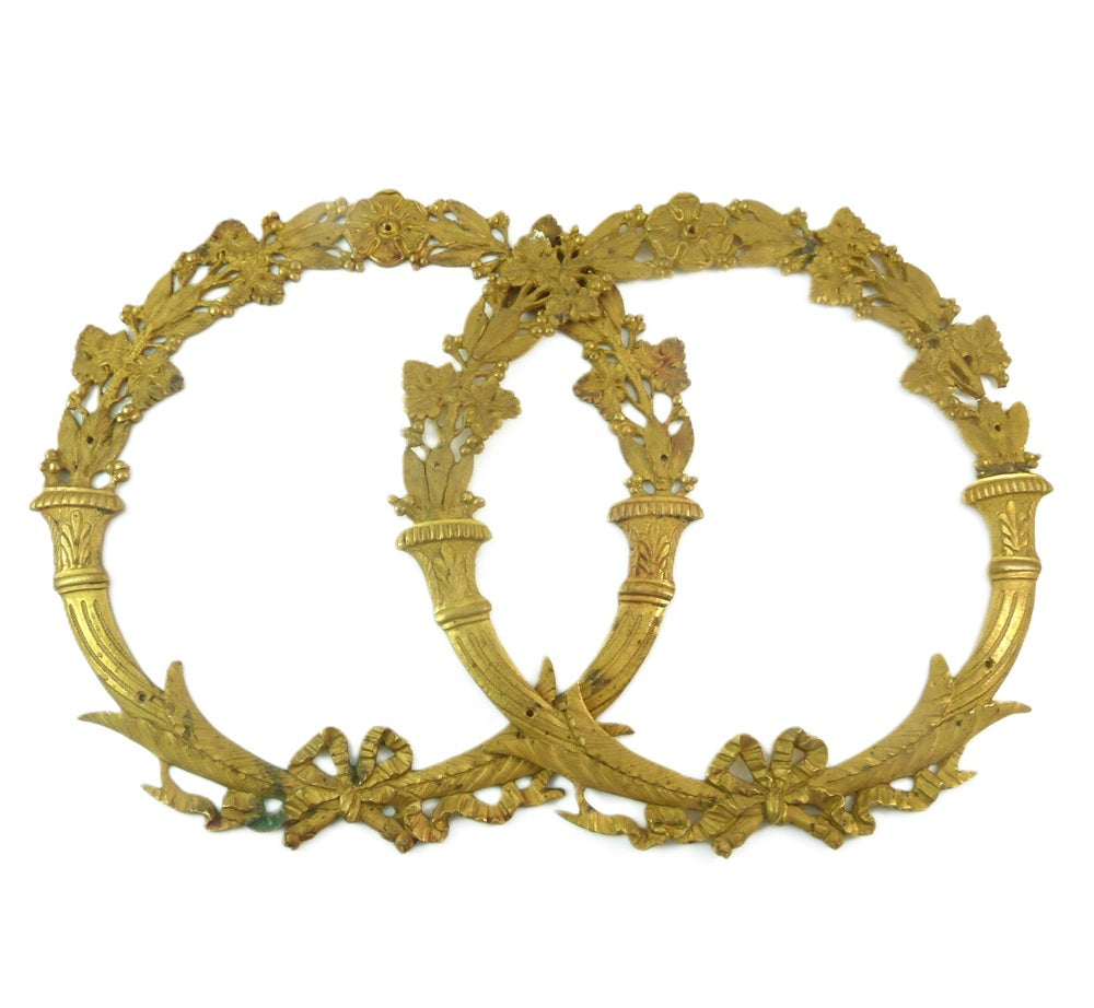 Pair of French Gilt Bronze Wreaths - 43 Chesapeake Court Antiques