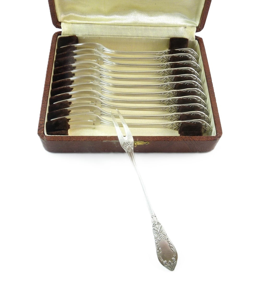 French Silver Plate Escargot Snail Forks Flatware Louis XVI Style French Silver Plate Escargot Snail Forks Flatware Louis XVI Style