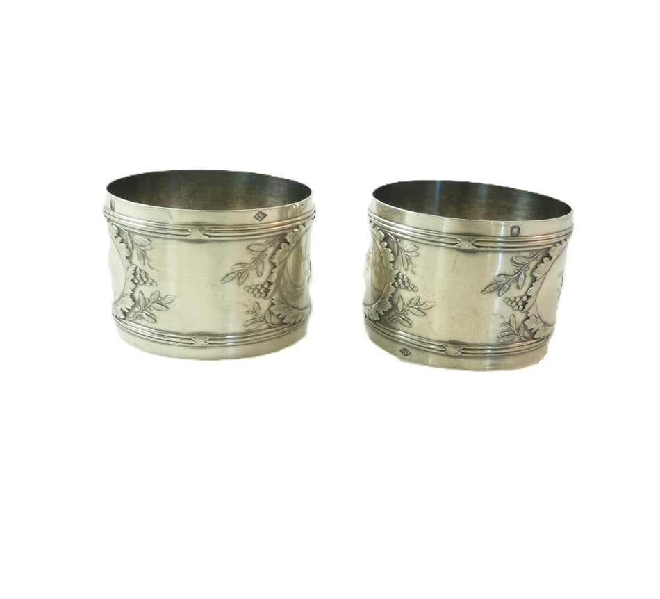 Antique Pair French Sterling Silver Napkin Rings - 43 Chesapeake Court Antiques