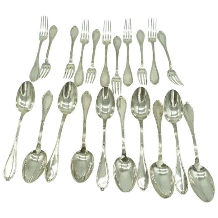 Antique French Sterling Silver Flatware Service for Twelve - 43 Chesapeake Court Antiques