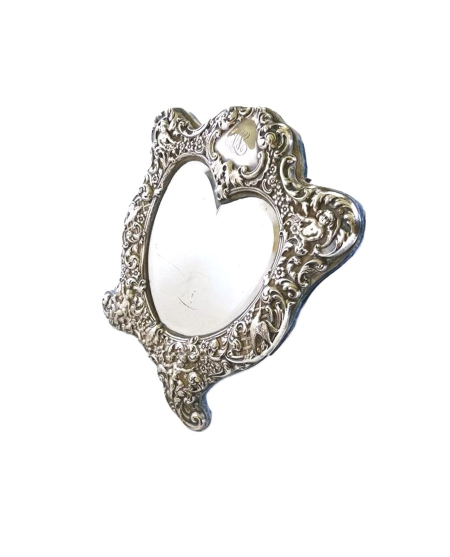 Sterling Silver Dressing Mirror Heart Shaped