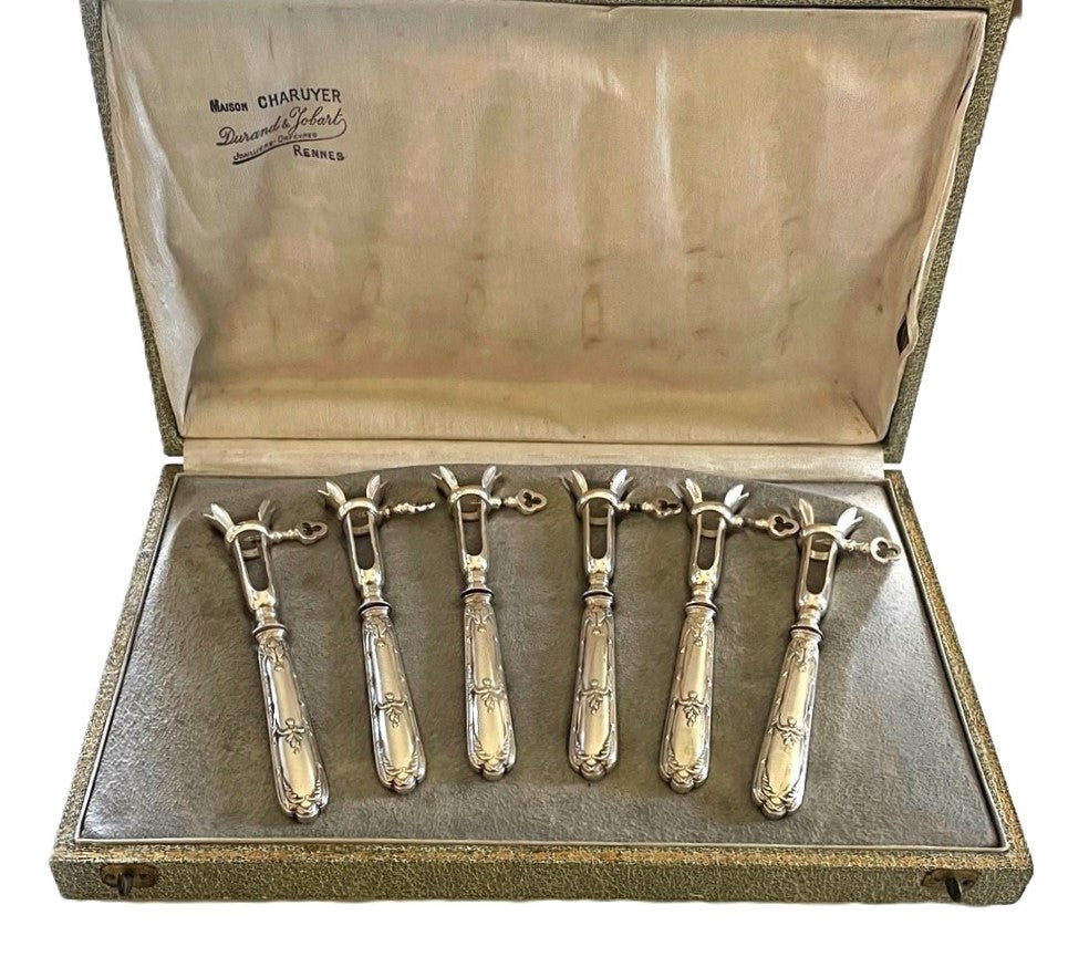 Boxed Set of 6 Silver Bone Holders - 43 Chesapeake Court Antiques