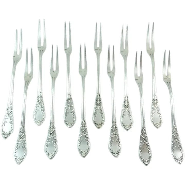 12 Vintage French Silver Plate Escargot Forks - 43 Chesapeake Court Antiques