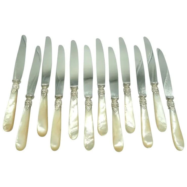 French Silver MOP 9 3/4" Dinner Knives - 43 Chesapeake Court Antiques