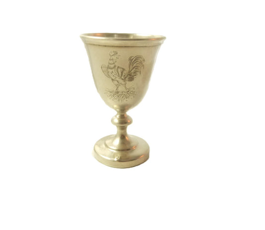 French Egg Cup with Engraved Rooster 