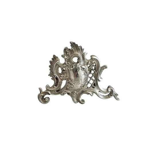 Antique French Silver Menu Holder, Rococo Motifs, Lattice Work - 43 Chesapeake Court Antiques