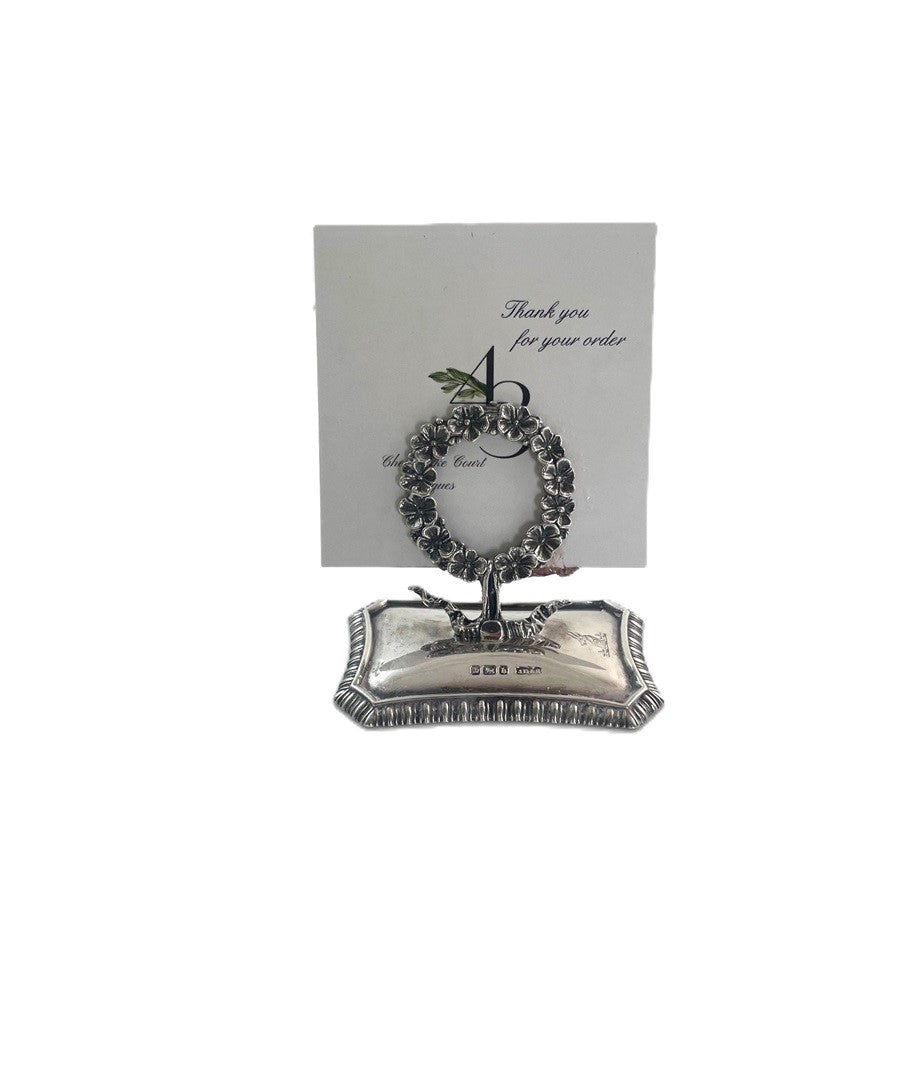 J Dixon English Silver Menu Holder -43 Cheasapeake Corut Antiques