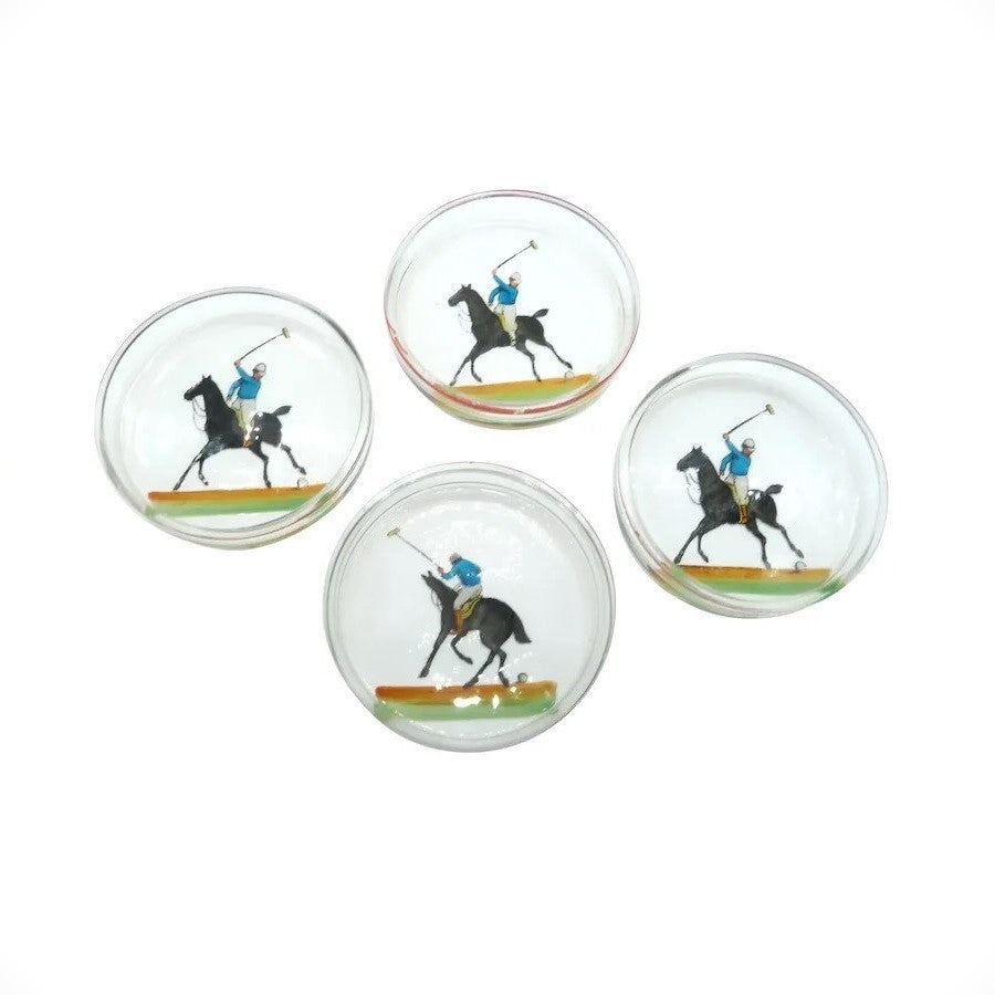 Mid-Century Glass Dishes, Polo Player, Equestrian Scene - 43 Chesapeake Court Antiques 