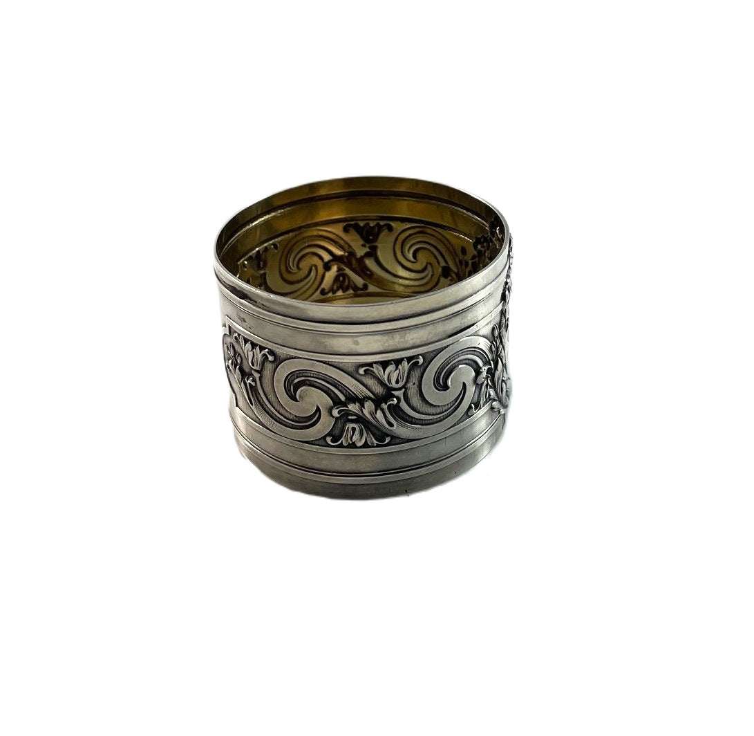 French Sterling Silver Napkin Ring, Acanthus Motifs - 43 Chesapeake Court Antiques