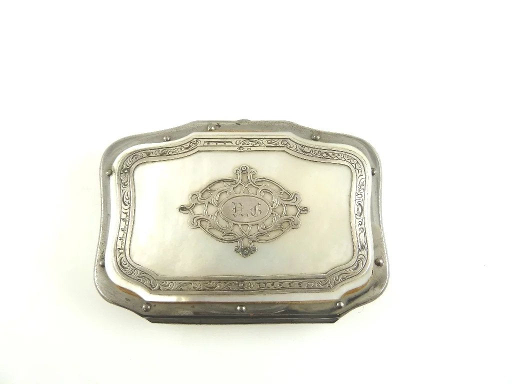 Antique French Silver Change Coin Purse Necessaire with Mother of Pearl - 43 Chesapeake Court Antiques