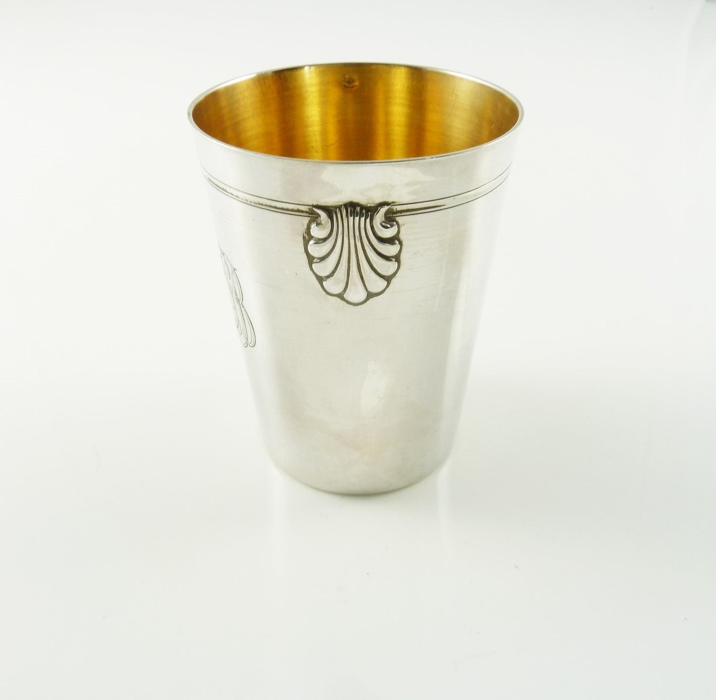 French Sterling Silver Timbale or Cup, Shell Motifs & Gilt Interior - 43 Chesapeake Court Antiques