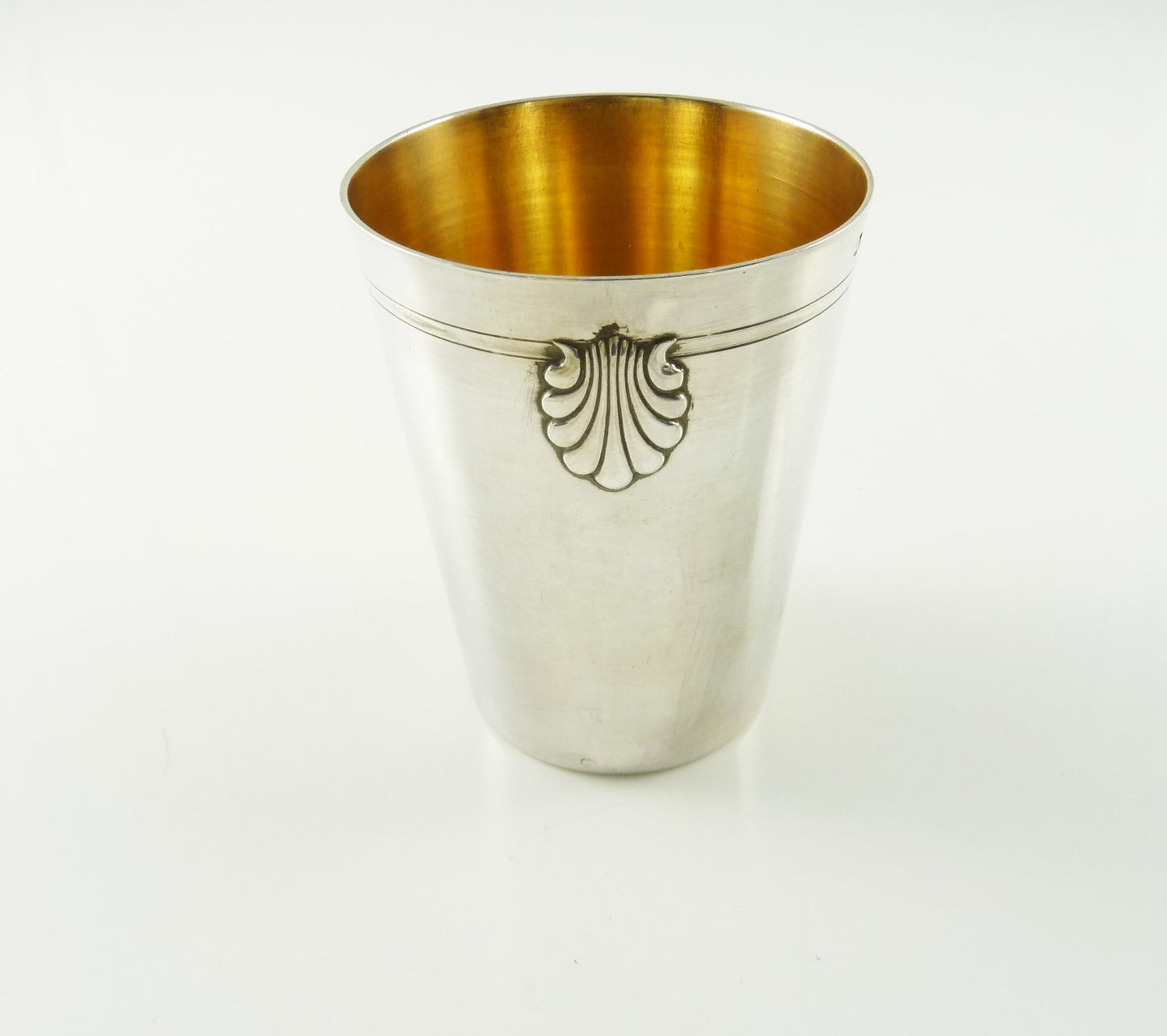 French Sterling Silver Timbale or Cup, Shell Motifs & Gilt Interior - 43 Chesapeake Court Antiques