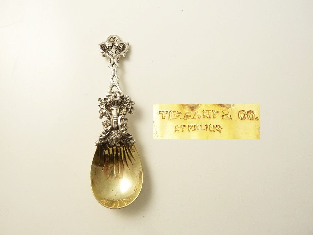 Tiffany & Co Sterling Silver Tea Caddy Spoon, C 1890 with Gilt Wash - 43 Chesapeake Court Antiques
