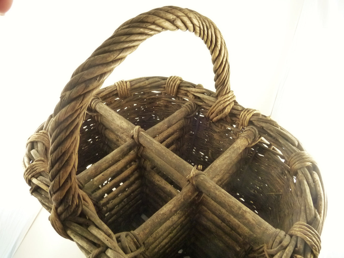 Antique French Provincial Wicker Wine Basket or Carrier - 43 Chesapeake Court Antiques