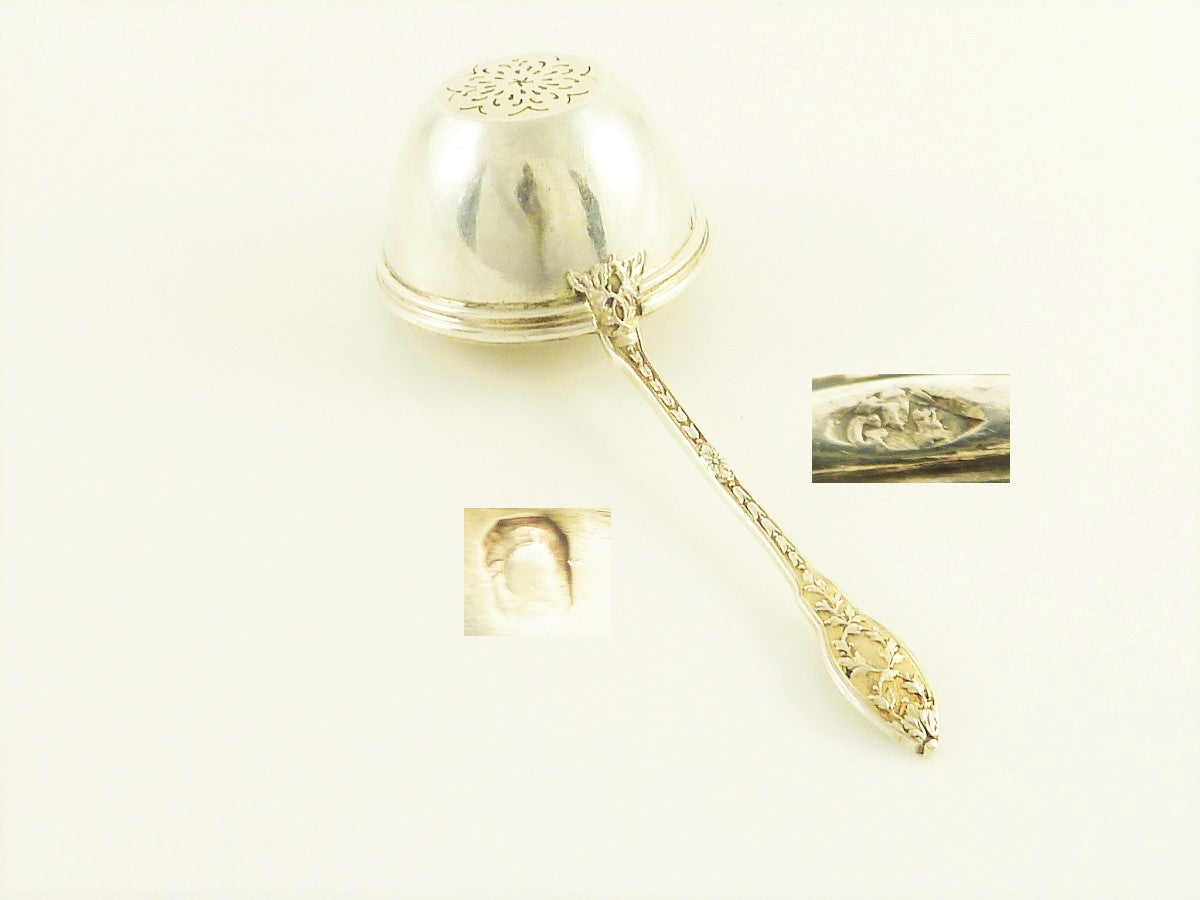 Antique French Sterling Silver Tea Strainer, Gustave Keller C 1900 - 43 Chesapeake Court Antiques