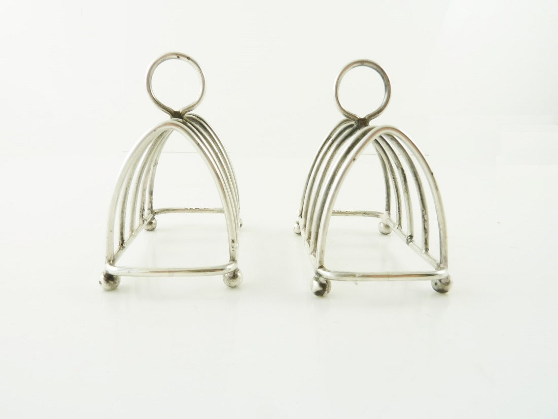 Pair of English Sterling Silver Toast Racks, George V - 43 Chesapeake Court Antiques