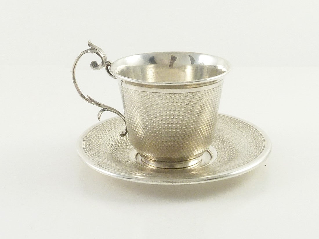Antique French Sterling Silver Cup & Saucer, Demitasse Size - 43 Chesapeake Court Antiques