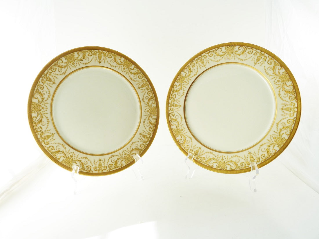 Antique Porcelain Service or Under-Plates, Thick Gold Encrusted Raised Work - 43 Chesapeake Court Antiques