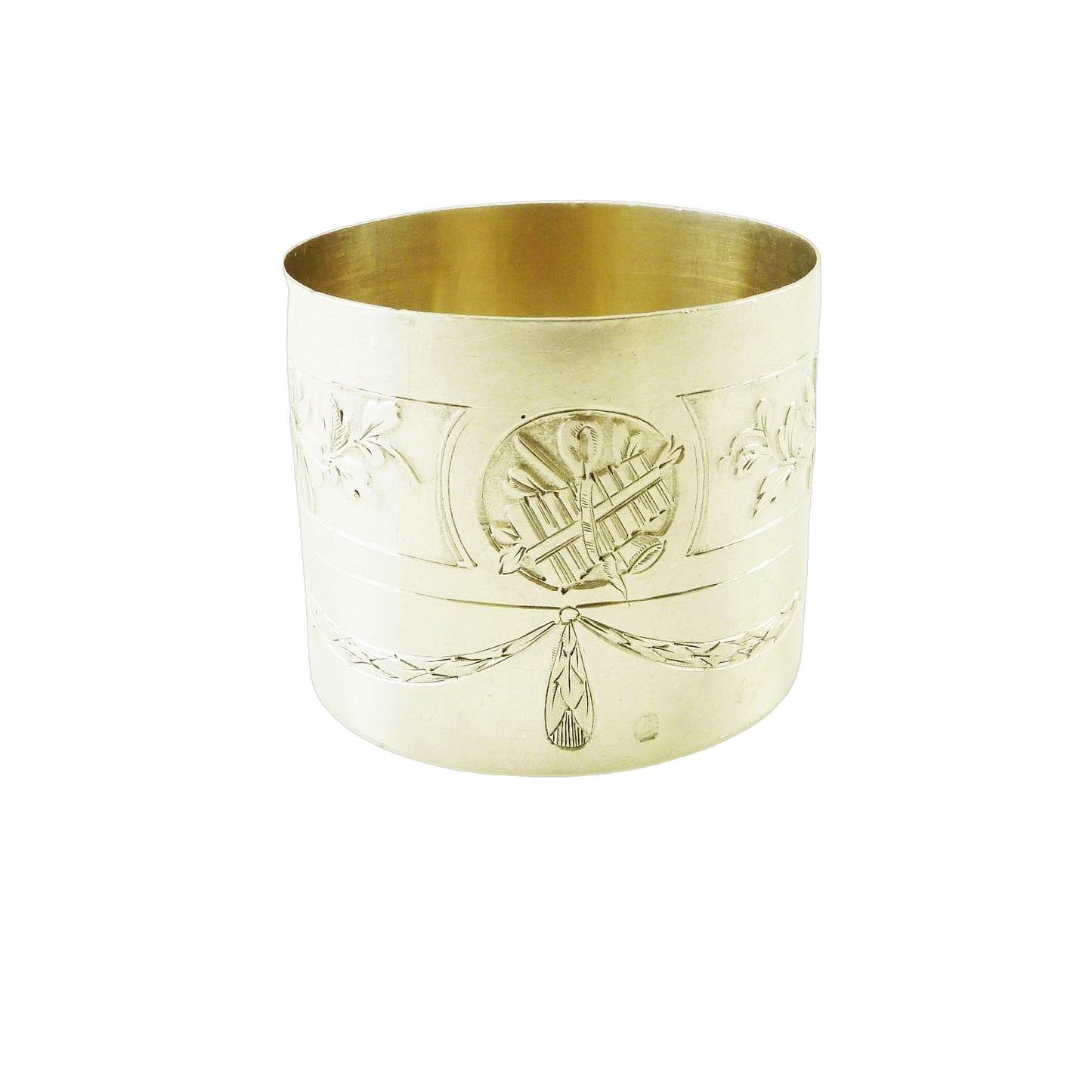 Antique French Sterling Silver Napkin Ring, Neoclassic and Art Deco Styling - 43 Chesapeake Court Antiques