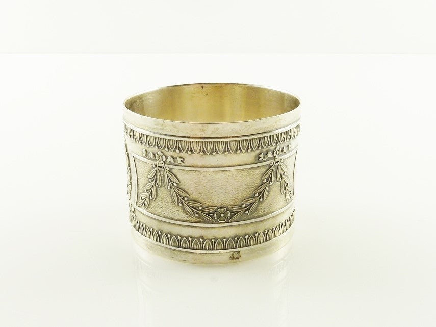 Antique French Sterling Silver Napkin Ring, Laurel Wreath, Ribbons and Garlands - 43 Chesapeake Court Antiques