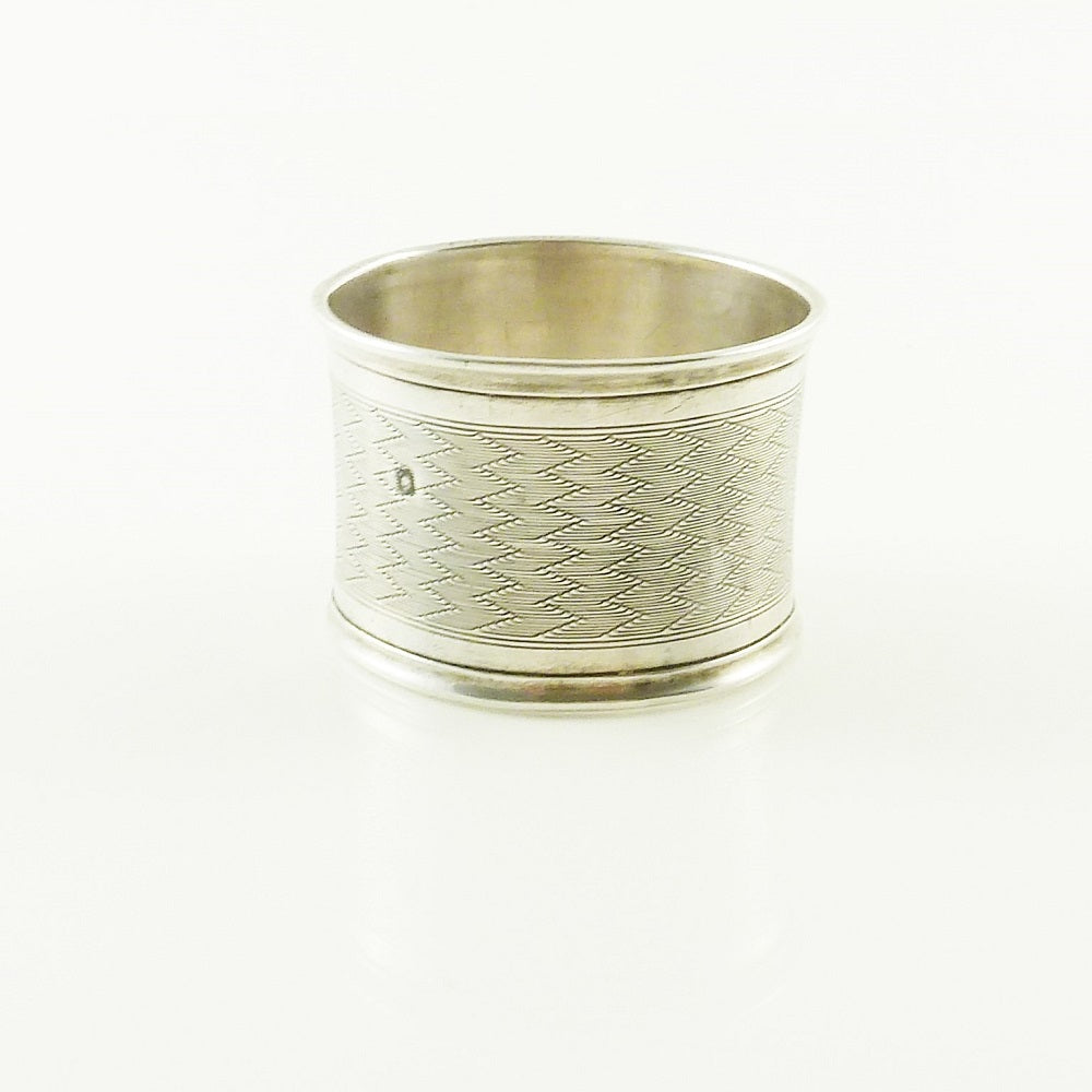 Antique French Sterling Silver Napkin Ring, Guilloche Design - 43 Chesapeake Court Antiques