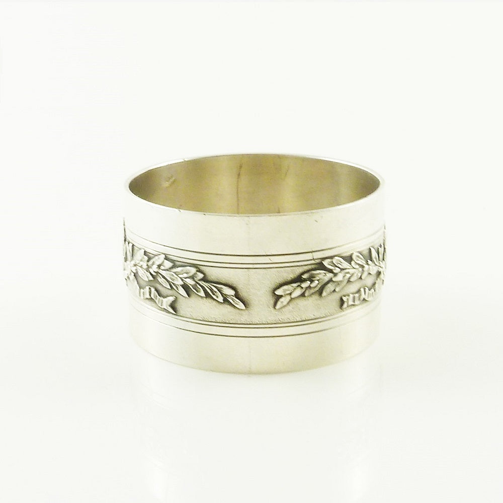 Antique French Sterling Silver Napkin Ring, Laurel Wreaths - 43 Chesapeake Court Antiques