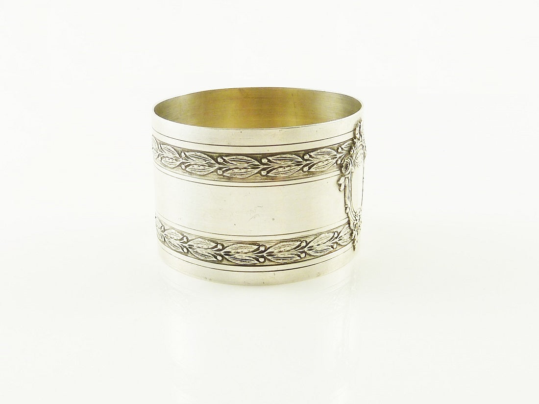 Decorative Bands on French Silver Napkin Ring - 43 Chesapeake Court Antiques