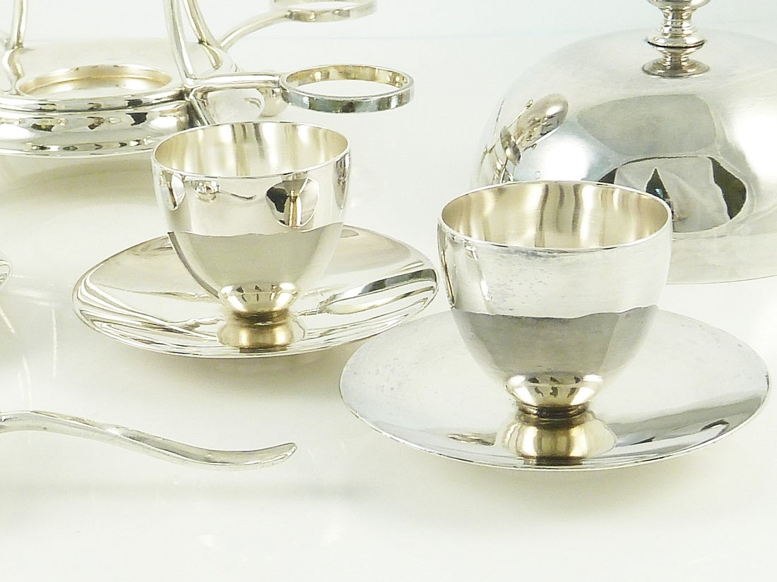Antique Mappin & Webb Silver Egg Coddler and Server for Four - 43 Chesapeake Court Antiques