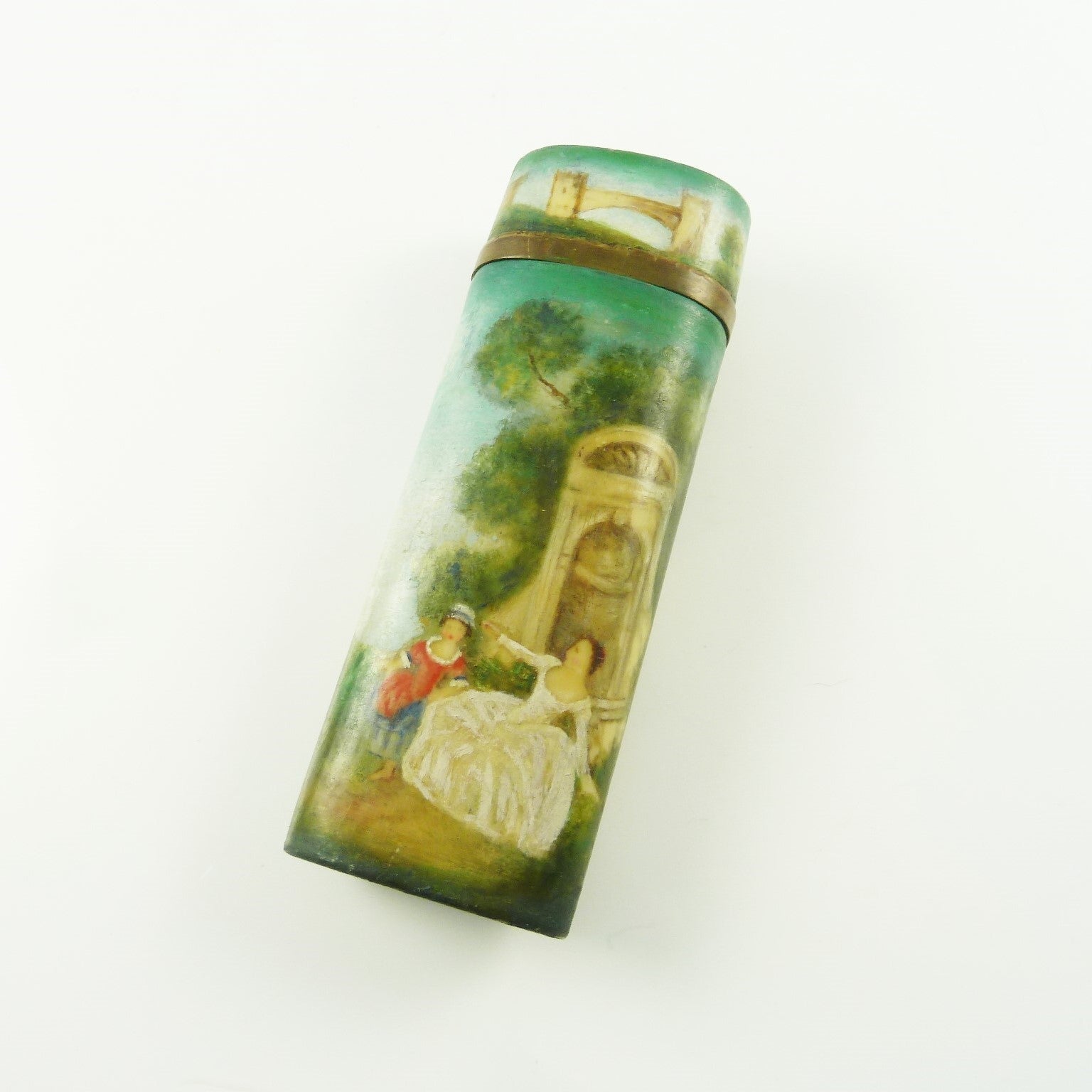 19th Century French Hand Painted Etui with Romantic Scenes - 43 Chesapeake Court Antiques