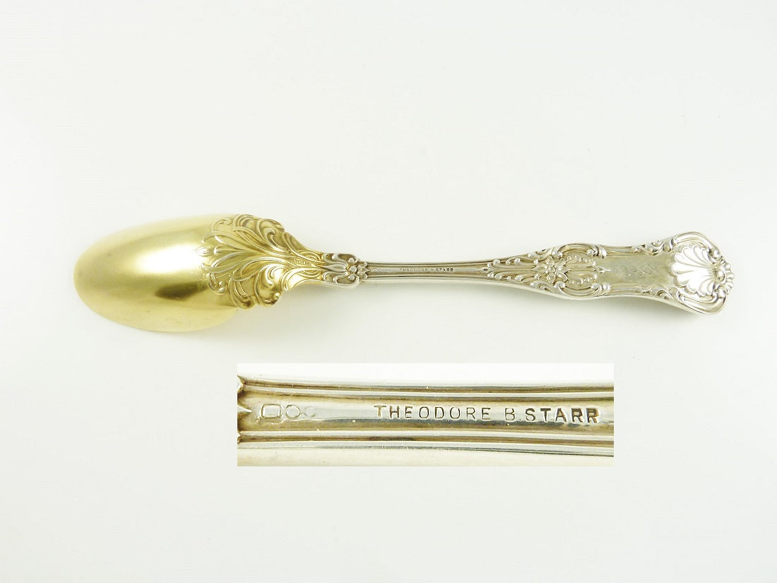 Antique Sterling Silver Gilt Cheese Scoop, Dominick & Haff New Kings Pattern - 43 Chesapeake Court Antiques