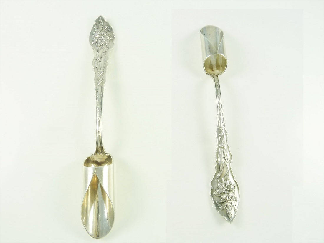 Antique Sterling Silver Cheese Scoop, Unger Brothers, Art Nouveau Motifs - 43 Chesapeake Court Antiques