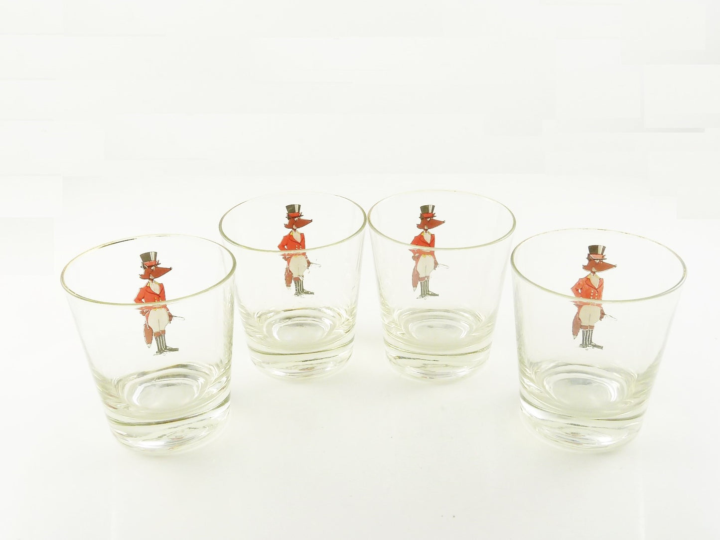 fox hunting themed bar-ware glasses - 43 Chesapeake Court Antiques