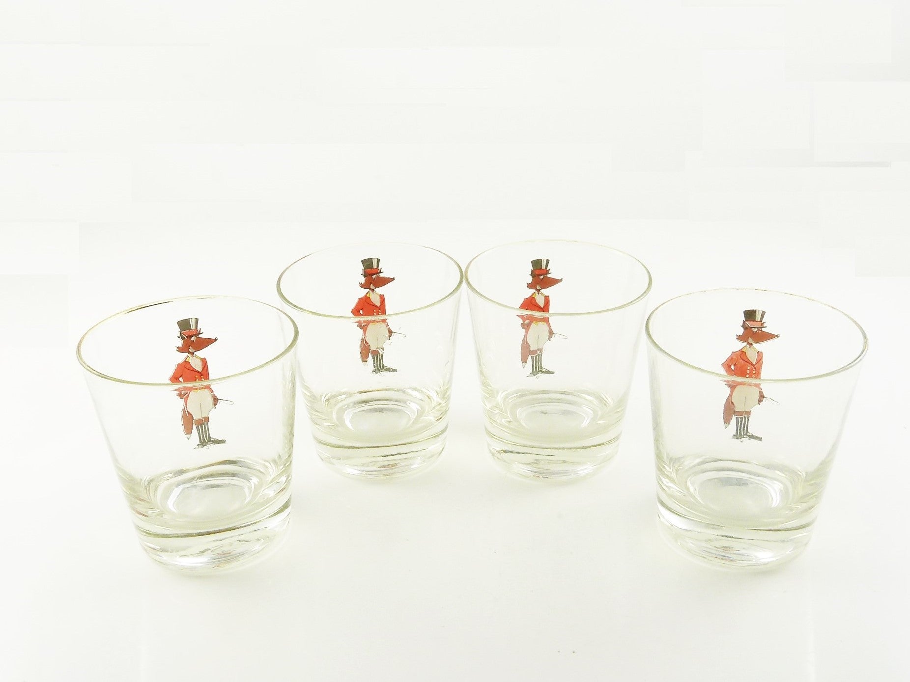 fox hunting themed bar-ware glasses - 43 Chesapeake Court Antiques