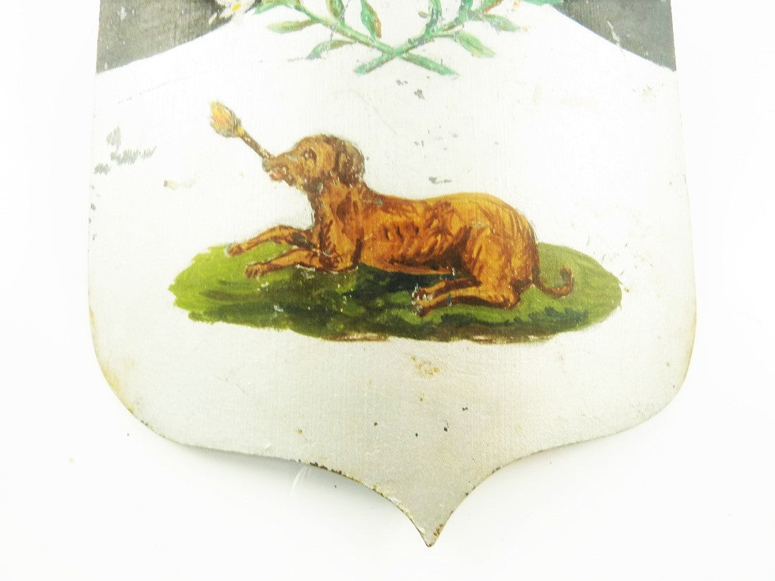 Antique French Shield with Dog - 43 Chesapeake Court Antiques  