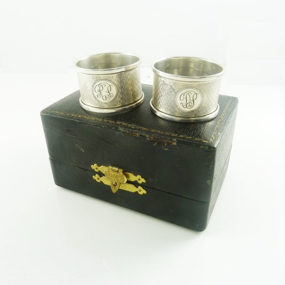 English Silver Napkin Rings Boxed - 43 Chesapeake Court Antiuqes