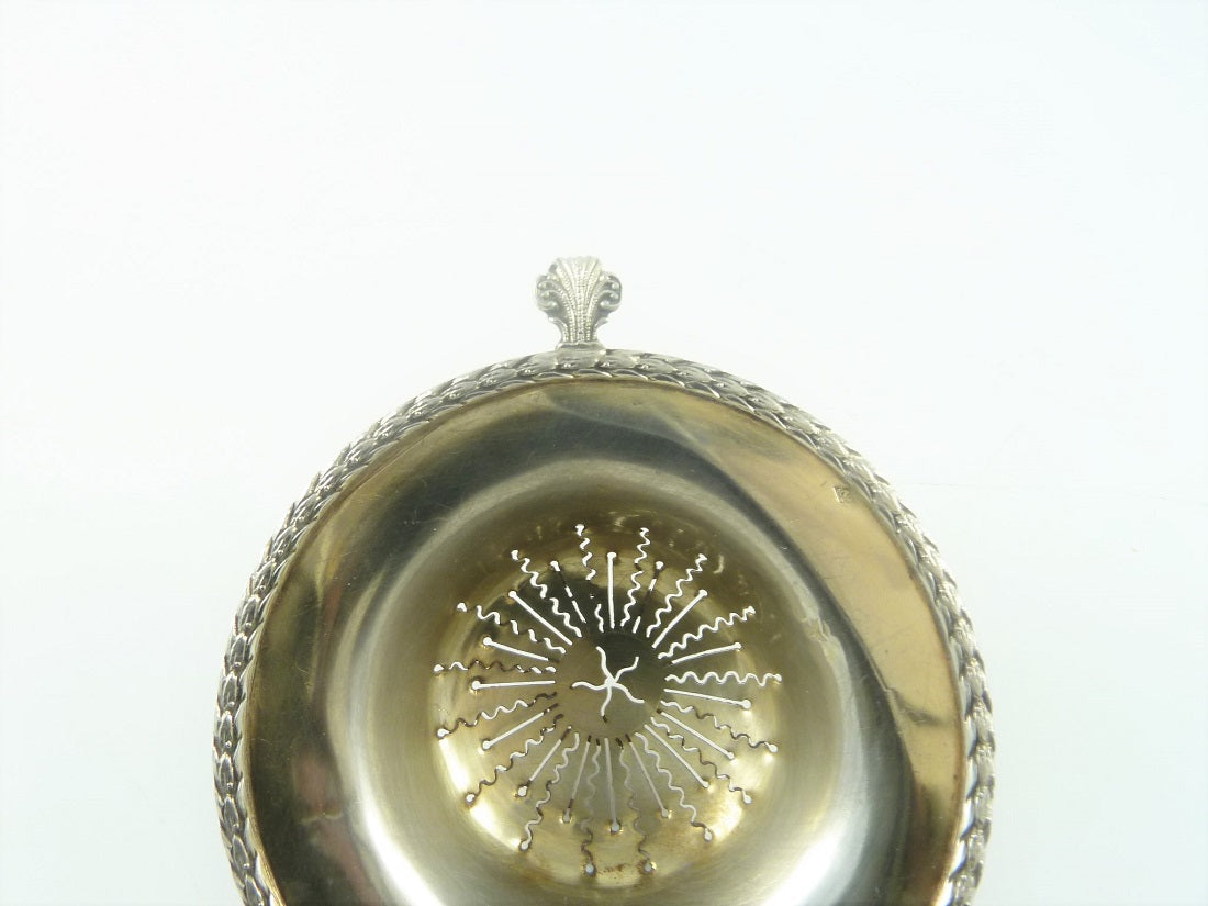 French Silver Tea Strainer with Vermeil Interior - 43 Chesapeake Court Antiques