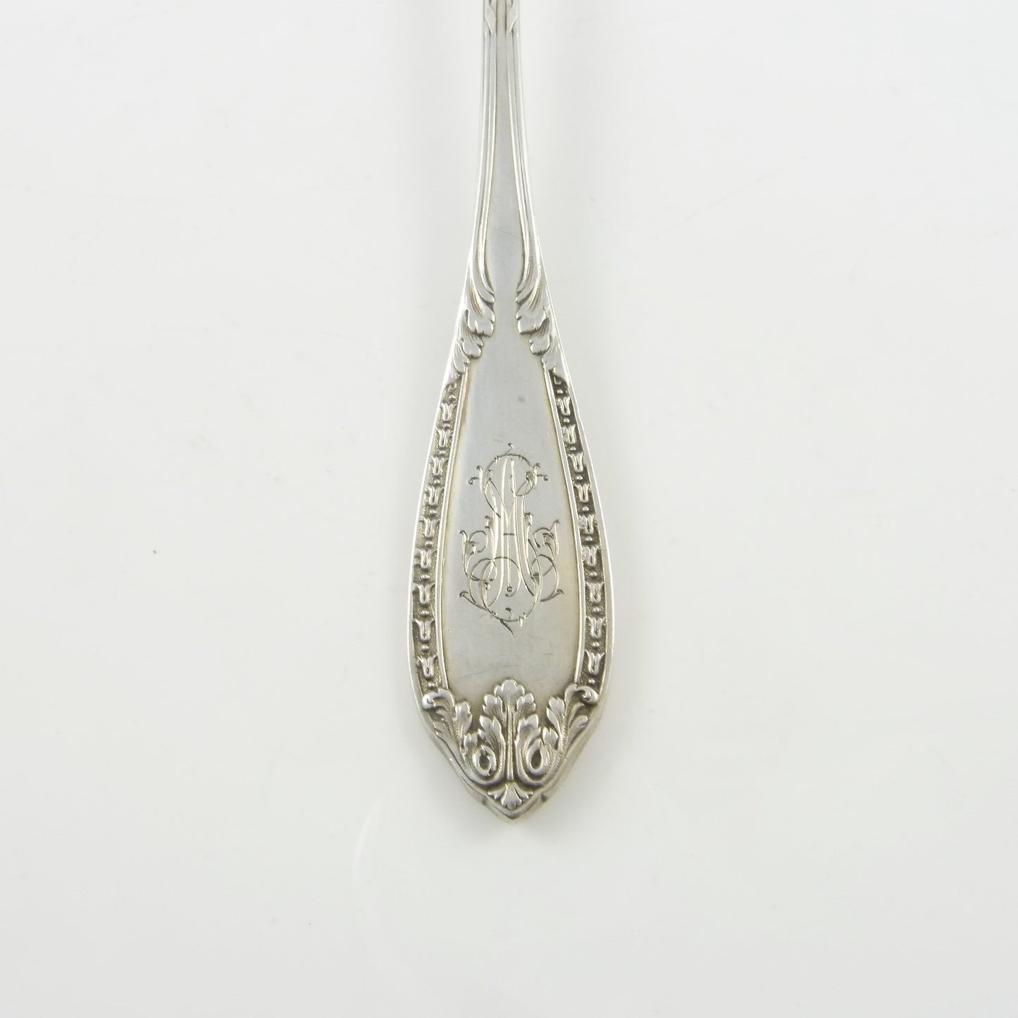 Acanthus Leaf & Bell-flower Details on French Tea Strainer - 43 Chesapeake Court Antiuqes