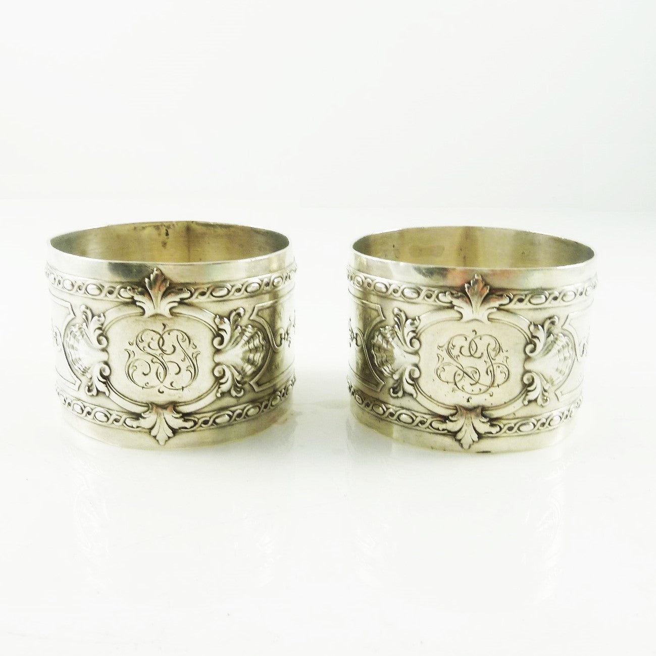 Matching Pair French Silver Napkin Rings - 43 Chesapeake Court Antiuqes