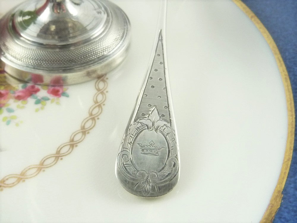 Guilloché work on French silver Spoon - 43 Chesapeake Court Antiques